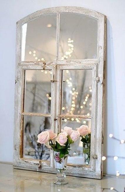 DIY wall mirror pink flowers