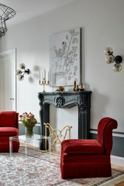 red chairs living room furniture