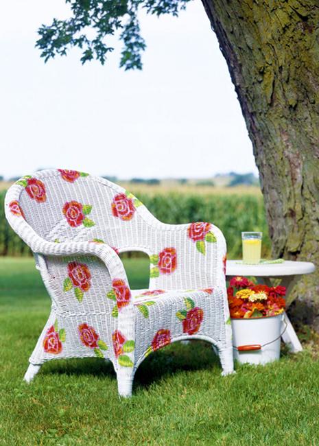 summer flowers white chair