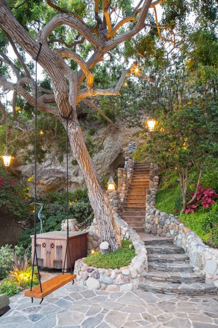 beautiful yard landscaping stone stairs swing