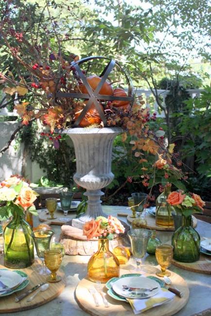 outdoor home decorating fall table setting