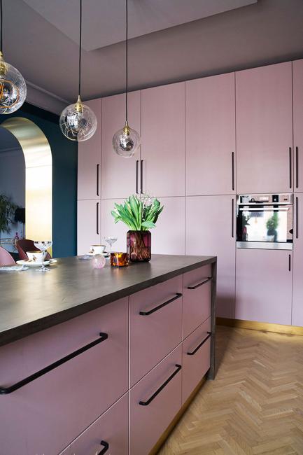 pink kitchen cabinets