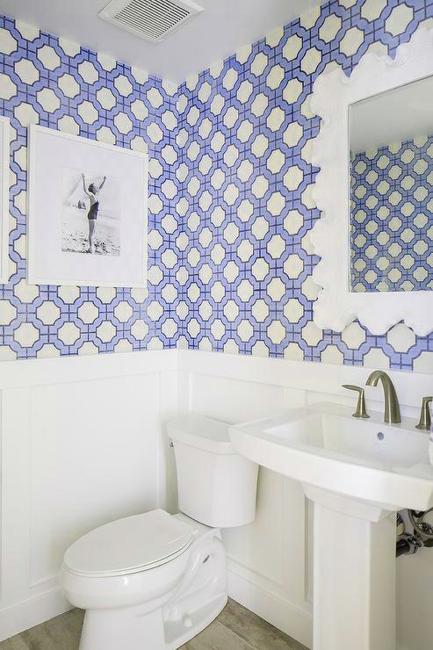bathroom design white purplish blue colors