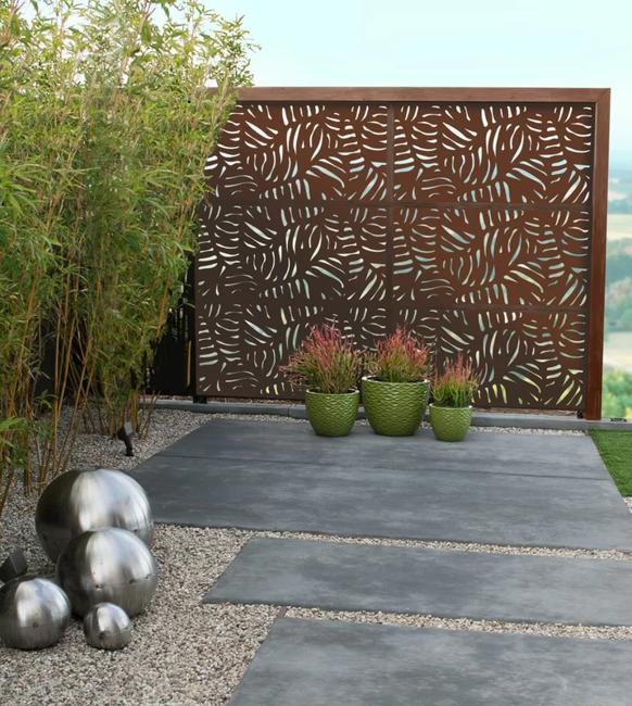 RIA' Garden Screen with Rectangular Planter | Black Powder Coated Metal | 2  Sizes - Screens by CORE - The Ideal Garden