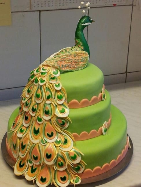 beautiful cake decoration peacock