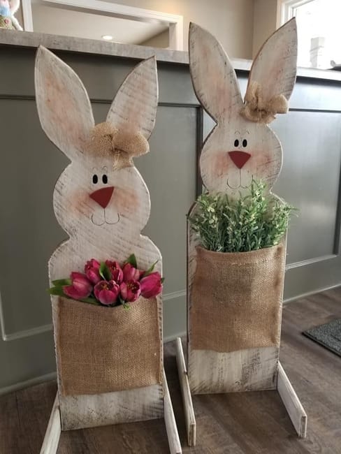 easter decorations bunny basket flowers