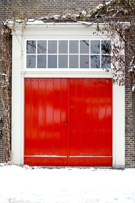 red painted garage door