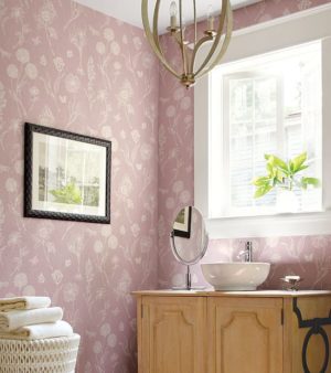 Beautiful Floral Wallpaper in Modern Bathrooms, 35 Wall Design Ideas