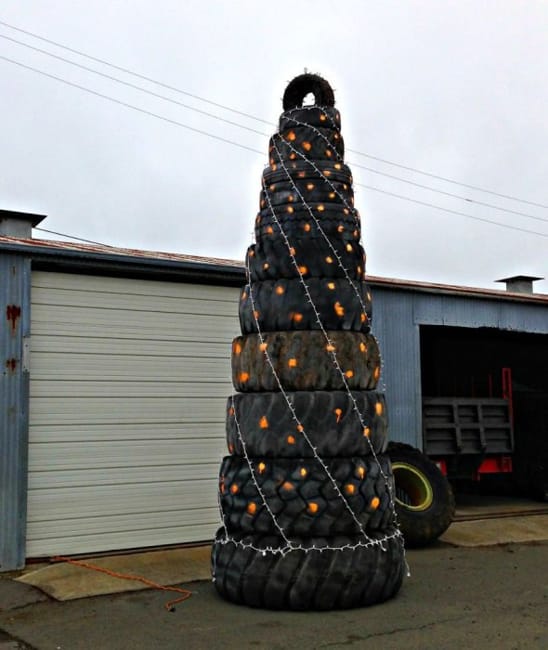 car tire Christmas tree