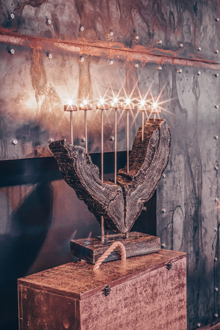 wooden menorah