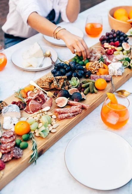 festive table decoration with foods