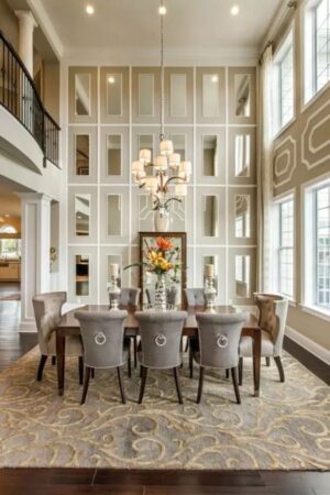 Accent Wall Design with Mirrors, Modern Living and Dining Room ...