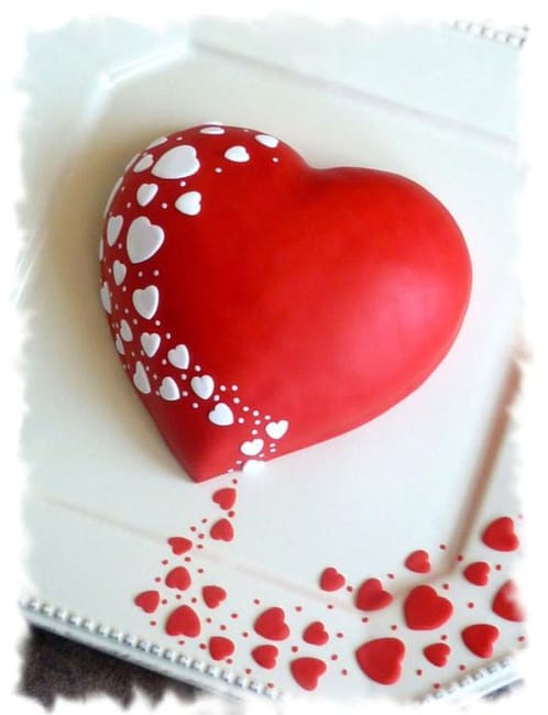 red white heart cake decoration