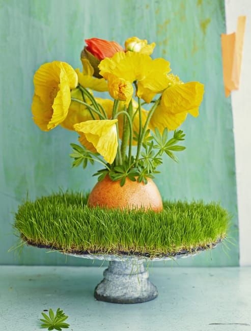 floral arrangement yellow flowers grass