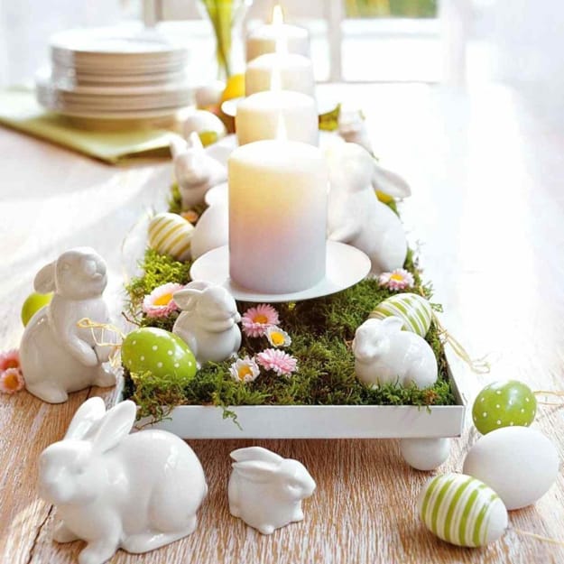 bunny figurines candles centerpieces