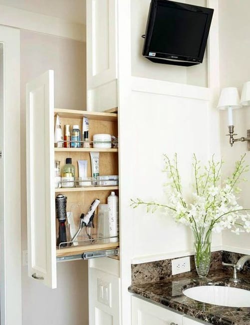 23+ Creative Pull-out Storage Ideas and Designs for Bathroom in 2023   Built in bathroom storage, Bathroom storage solutions, Small bathroom  storage