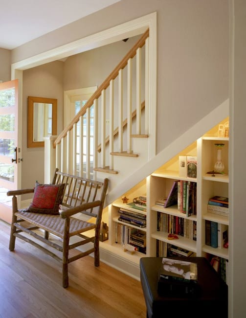 staircase home library designs