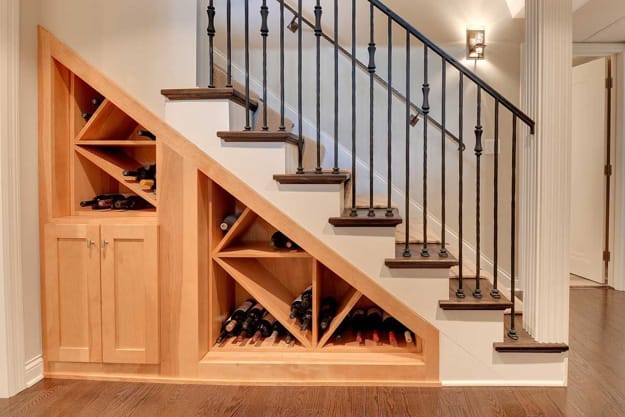 Under stairs wine online storage ideas