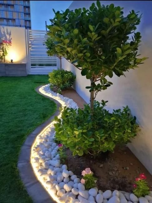 White Rocks in Yard Landscaping, Creative and Contemporary Design Ideas