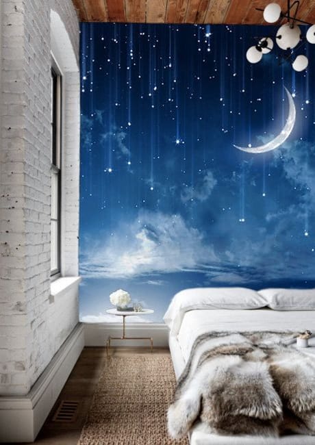 blue wallpaper bedroom design