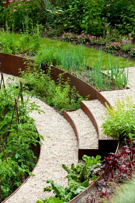 corten steel terraces garden design