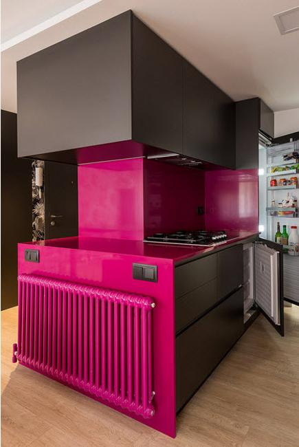 pink kitchen cabinets