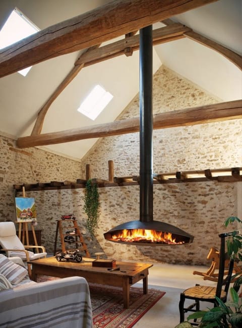 mid century modern style fireplace design