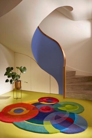 Colorful Floor Rugs in Circular Shapes, Tactile Floor Decoration Ideas