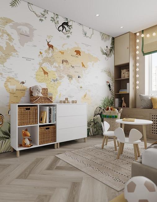 world map wallpaper kids room decorating