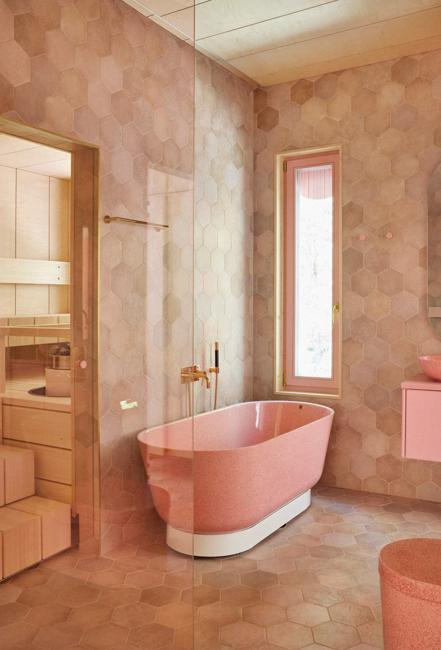 bathroom design pink bathtub