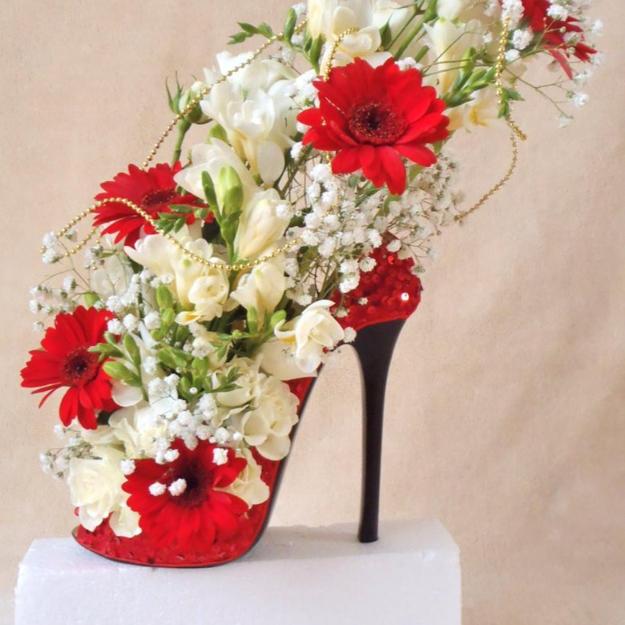original white red flower arrangement