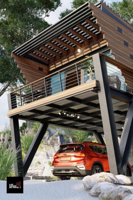 modern house integrated car porch