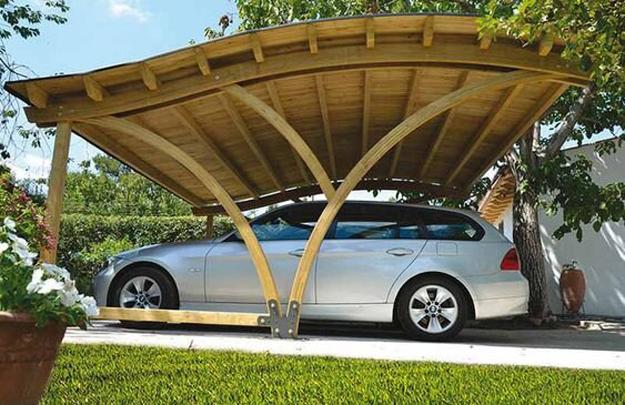 unique wooden car parking porch