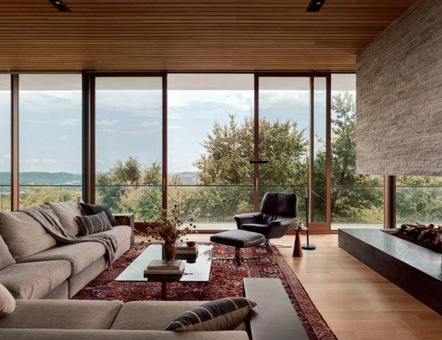 modern living room design large windows