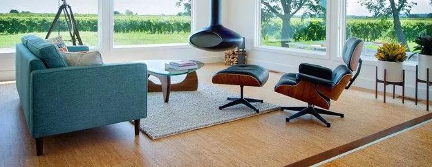 natural floor materials cork contemporary room design