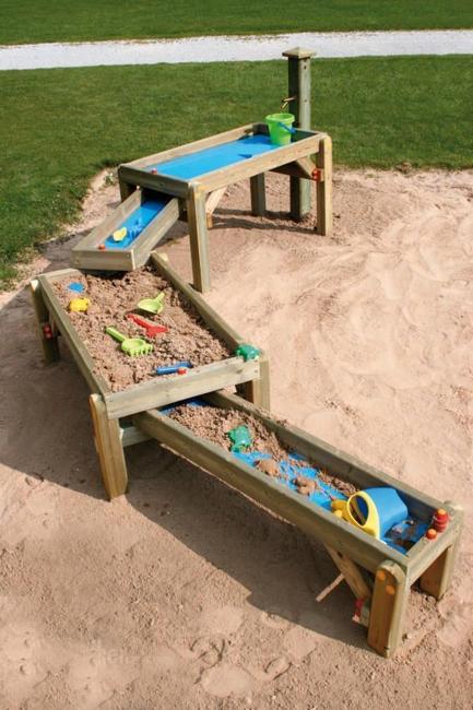 wood sandboxes water pool