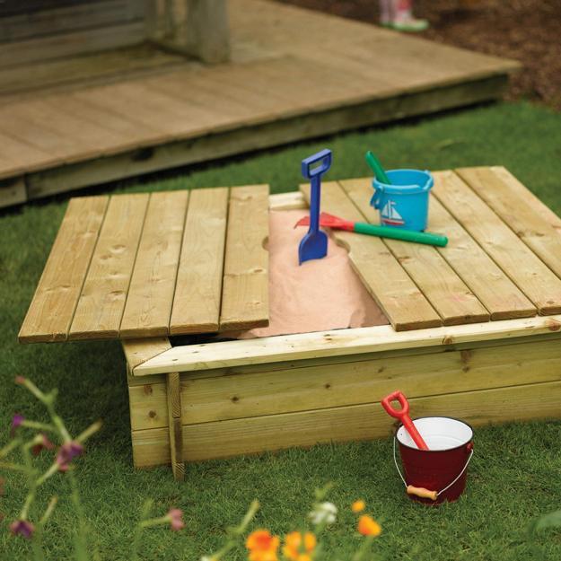square wooden sandbox