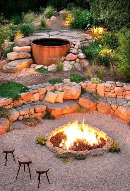 creative fire pit seating area