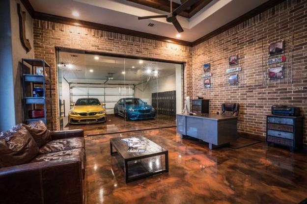 living room garage glass wall