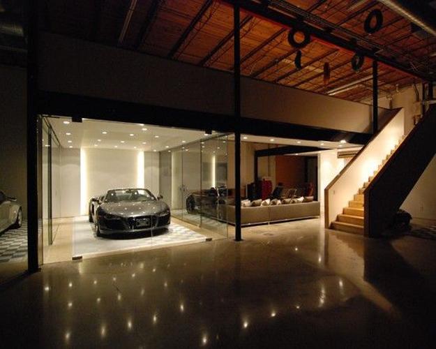 garage interiors furnishings lights