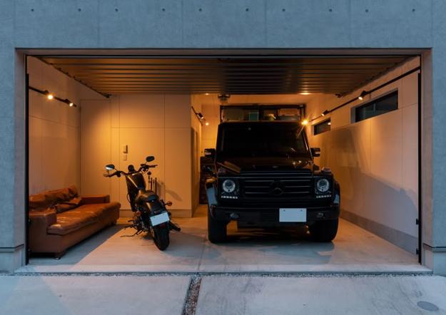 garage interiors furnishings lights