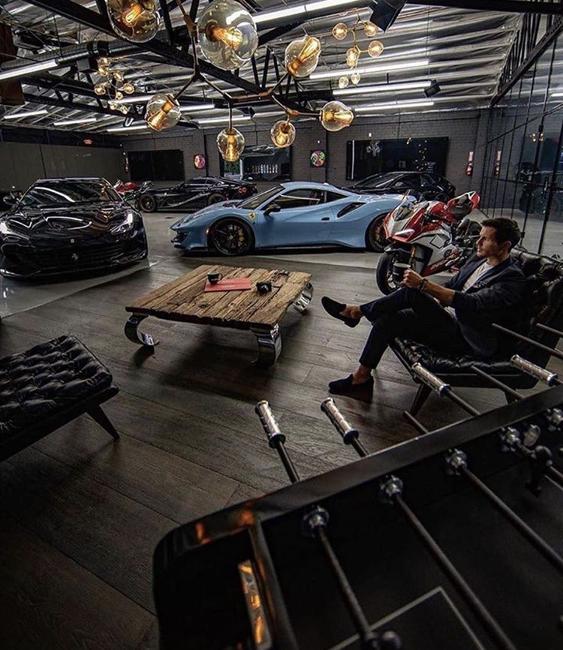 high end garage car display