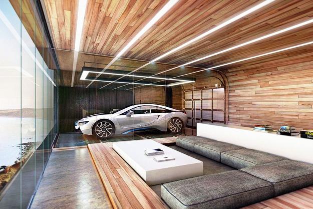 garage interiors furnishings lights