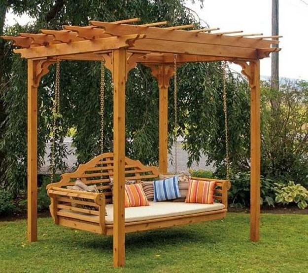 garden structures swing benches backyard ideas