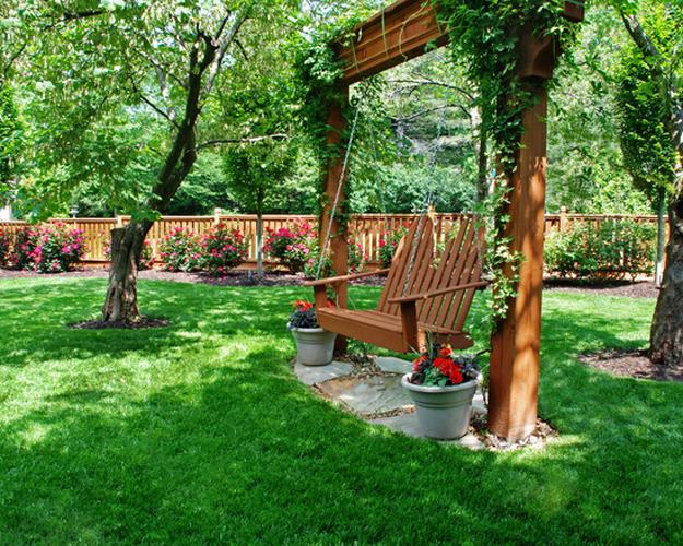 garden structures swing benches backyard ideas