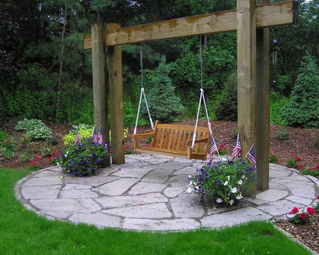 garden structures swing benches backyard ideas