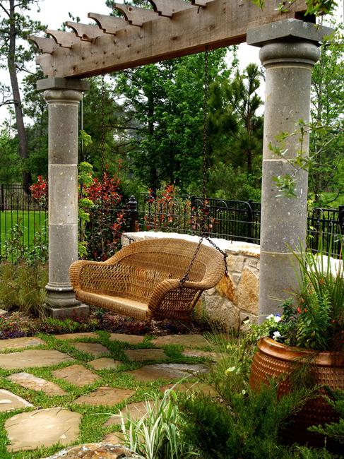 garden structures swing benches backyard ideas