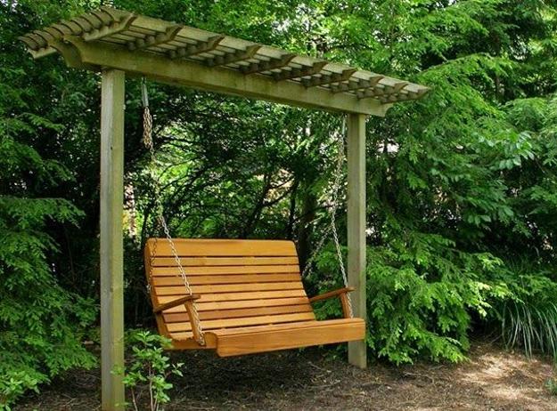 garden structures swing benches backyard ideas