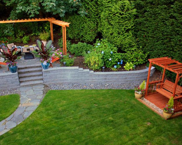 garden structures swing benches backyard ideas