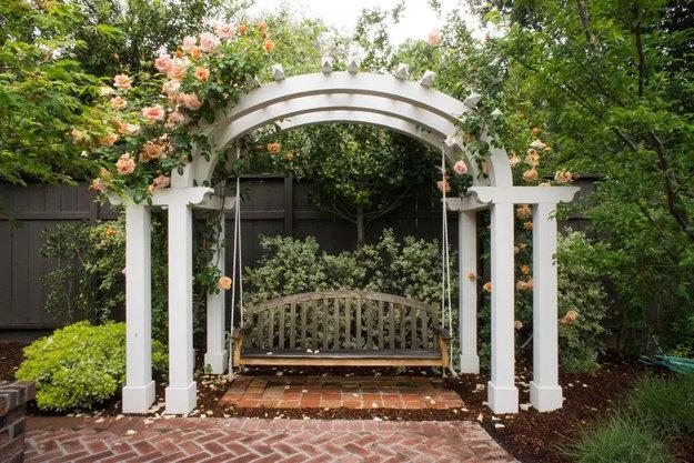 garden structures swing benches backyard ideas